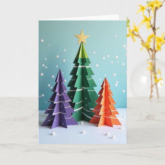 Christmas Paper Trees Card Kaart (Gele Bloem)