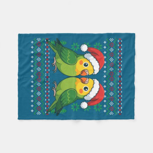 Christmas Parakeet Ugly Xmas Sweater Parakeets Lon Fleece Deken (Voorkant (Horizontaal))