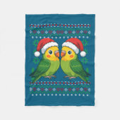 Christmas Parakeet Ugly Xmas Sweater Parakeets Lon Fleece Deken (Voorkant)