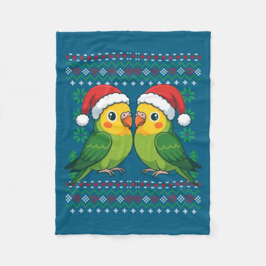 Christmas Parakeet Ugly Xmas Sweater Parakeets Lon Fleece Deken (Voorkant)
