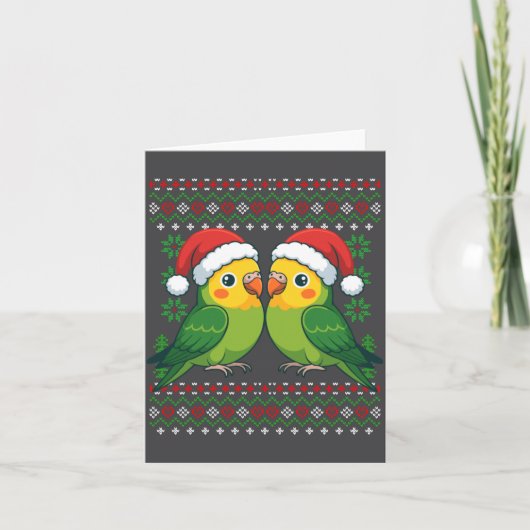Christmas Parakeet Ugly Xmas Sweater Parakeets Lon Kaart (Voorkant)