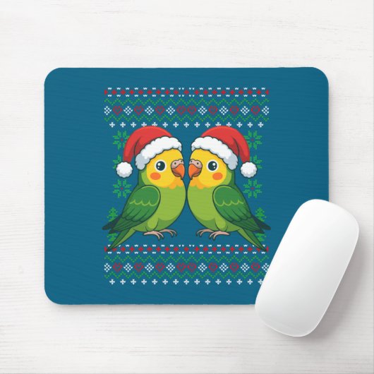 Christmas Parakeet Ugly Xmas Sweater Parakeets Lon Muismat (Met muis)