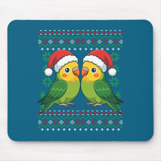 Christmas Parakeet Ugly Xmas Sweater Parakeets Lon Muismat (Voorkant)