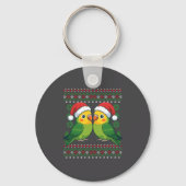 Christmas Parakeet Ugly Xmas Sweater Parakeets Lon Sleutelhanger (Voorkant)