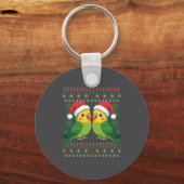Christmas Parakeet Ugly Xmas Sweater Parakeets Lon Sleutelhanger (Voorkant)