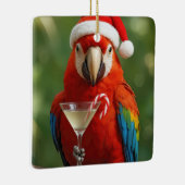 Christmas Parrot Holding a Cocktail Keramisch Ornament (Rechts)