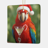 Christmas Parrot Holding a Cocktail Keramisch Ornament (Links)