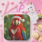 Christmas Parrot Holding a Cocktail Papieren Bordje (Feest)