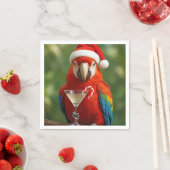 Christmas Parrot Holding a Cocktail Servet (Insitu)