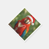 Christmas Parrot Holding a Cocktail Servet (Hoek)