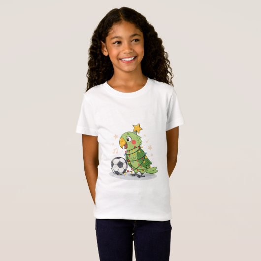 Christmas Parrot playing soccer T-shirt (Voorkant volledig)