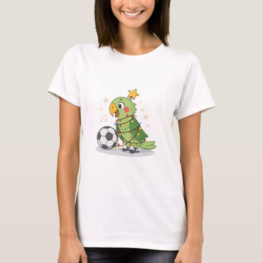 Christmas Parrot playing soccer T-shirt (Voorkant)