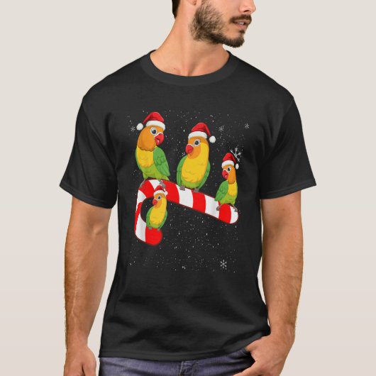 Christmas Parrots Birds Candy Cane Cute Xmas Men W T-shirt (Voorkant)