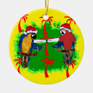 CHRISTMAS PARROTS KERAMISCH ORNAMENT