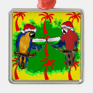 CHRISTMAS PARROTS METALEN ORNAMENT
