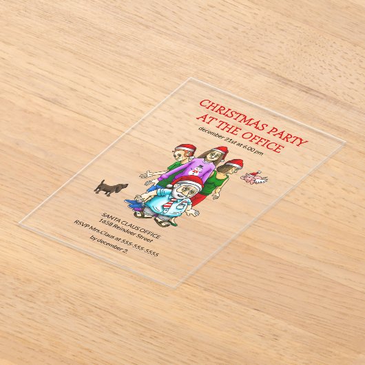 Christmas Party At The Office Acryl Uitnodigingen (Laagn)