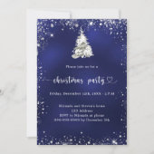 Christmas Party blauwe zilveren sneeuwboom Kaart (Voorkant)