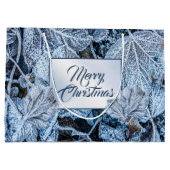 Christmas Party Blue Leaves Snow Winter Holidays Groot Cadeauzakje (Achterkant)
