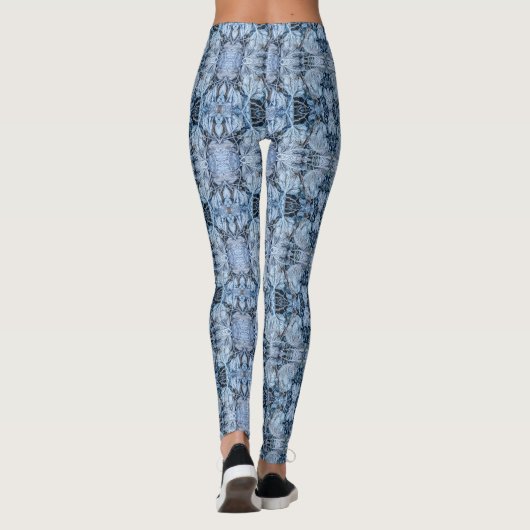 Christmas Party Blue Leaves Snow Winter Holidays Leggings (Achterkant)