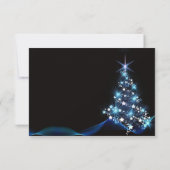 Christmas Party Blue Shiny Tree Black Elegant RSVP Kaartje (Achterkant)