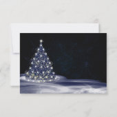 Christmas Party Blue Shiny Tree Winter Navy RSVP Kaartje (Achterkant)