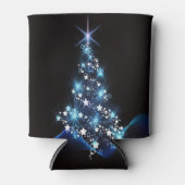 Christmas Party Blue Tree Shiny Black Elegant Blikjeskoeler (Voorkant)