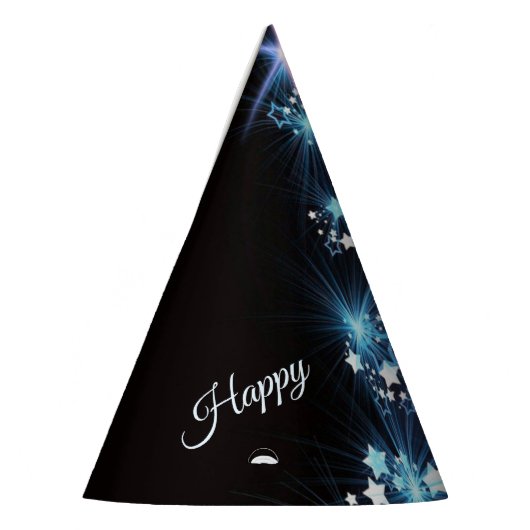 Christmas Party Blue Tree Shiny Black Elegant Feesthoedjes (Links)