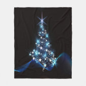 Christmas Party Blue Tree Shiny Black Elegant Fleece Deken (Voorkant)