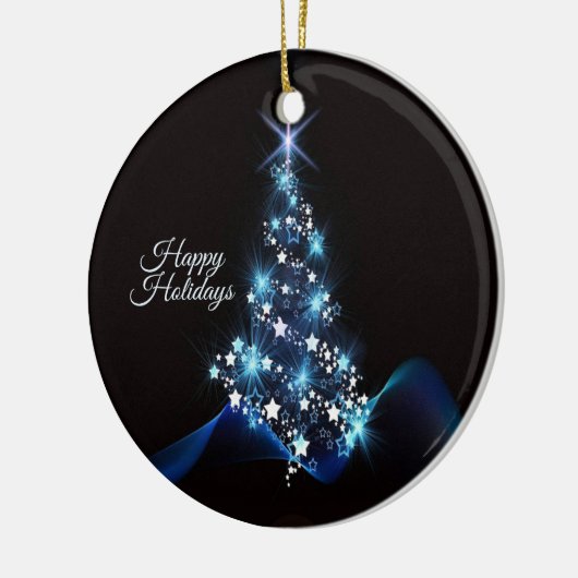 Christmas Party Blue Tree Shiny Black Elegant Keramisch Ornament (Links)
