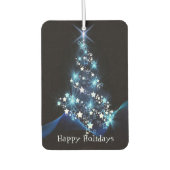 Christmas Party Blue Tree Shiny Black Elegant Luchtverfrisser (Voorkant)