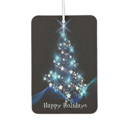 Christmas Party Blue Tree Shiny Black Elegant Luchtverfrisser