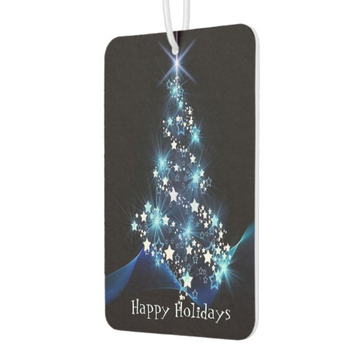 Christmas Party Blue Tree Shiny Black Elegant Luchtverfrisser (Links)