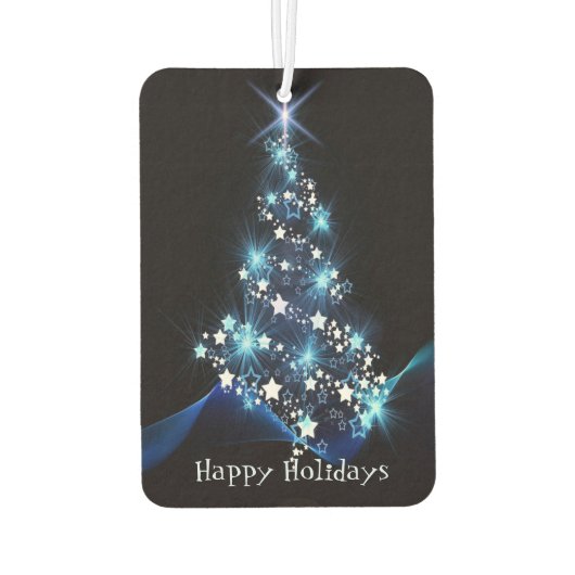 Christmas Party Blue Tree Shiny Black Elegant Luchtverfrisser (Achterkant)