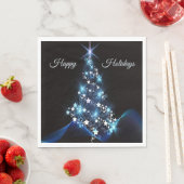 Christmas Party Blue Tree Shiny Black Elegant Servet (Insitu)