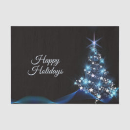 Christmas Party Blue Tree Shiny Black Elegant Tissuepapier