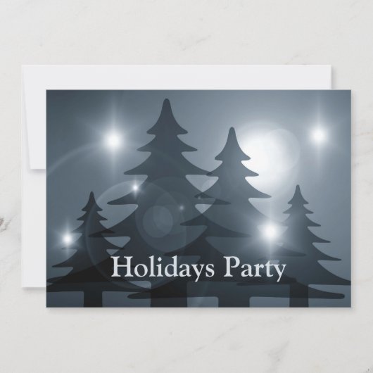 Christmas Party Blue Trees Holiday Winter Elegant Kaart (Voorkant)