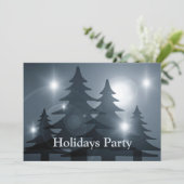 Christmas Party Blue Trees Holiday Winter Elegant Kaart (Staand voorkant)