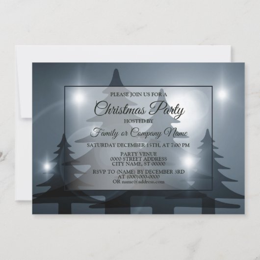 Christmas Party Blue Trees Holiday Winter Elegant Kaart (Achterkant)