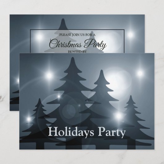 Christmas Party Blue Trees Holiday Winter Elegant Kaart (Voorkant / Achterkant)