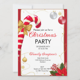 Christmas Party Candy Cane Kaart