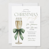 Christmas Party Champange Glass Green Gold  Kaart (Voorkant)