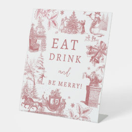 Christmas Party Chinoiserie Eat Drink Be Merry Reclamebord Met Voetstuk