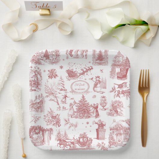 Christmas Party Chinoiserie Papieren Bordje (Huwelijk)
