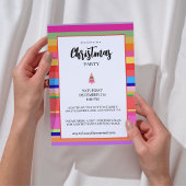 Christmas Party Colorful Stripes Kaart