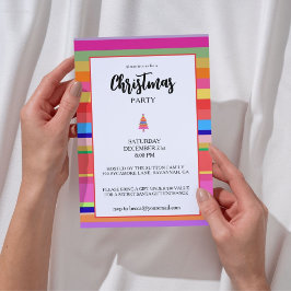 Christmas Party Colorful Stripes Kaart