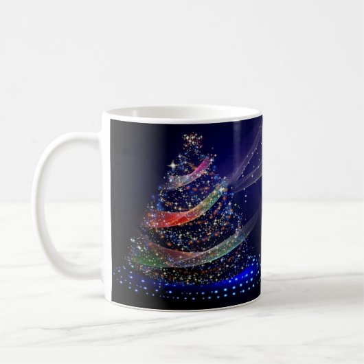 Christmas Party Colorful Tree Navy Blue Rustic Koffiemok (Links)