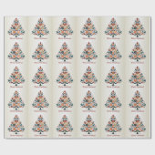 Christmas Party Colorful Tree Scandinavia Folk Art Cadeaupapier (Vlak)