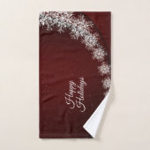 Christmas Party Crystal Snowflakes Red Rustic Bad Handdoek (Handdoek)