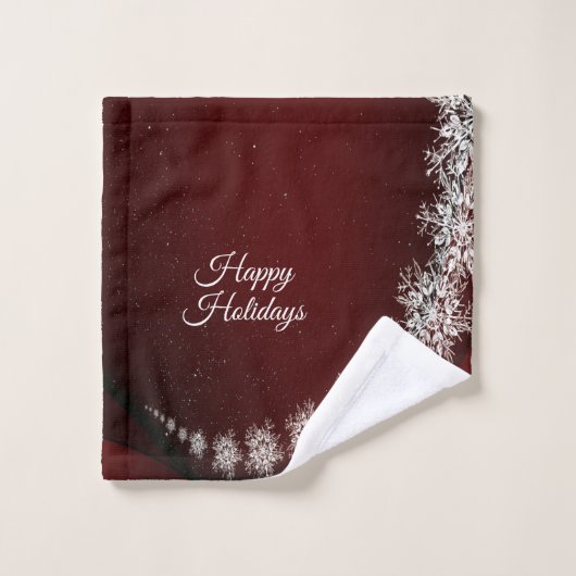 Christmas Party Crystal Snowflakes Red Rustic Bad Handdoek (Wasdoekje)