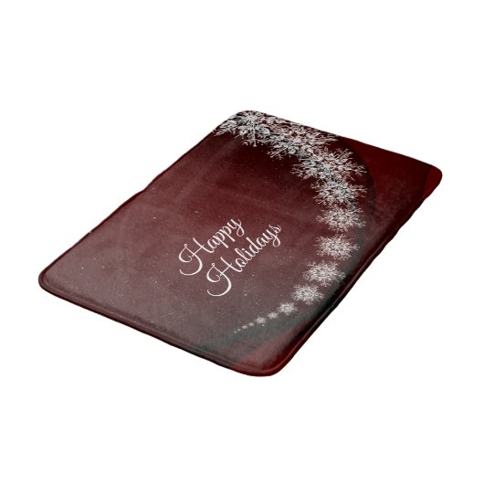 Christmas Party Crystal Snowflakes Red Rustic Badmat (Gekanteld)